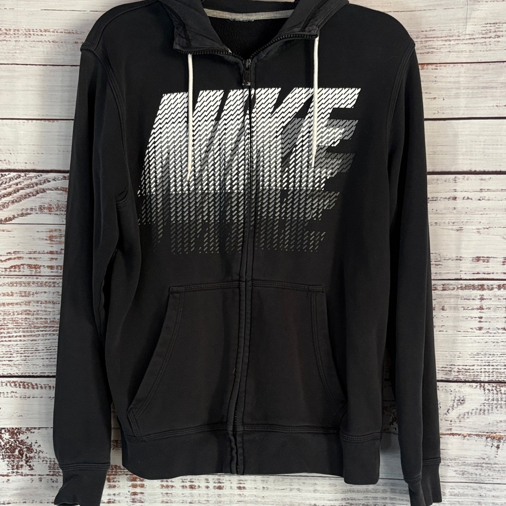 Nike Black Hoodie Jacket with White Logo